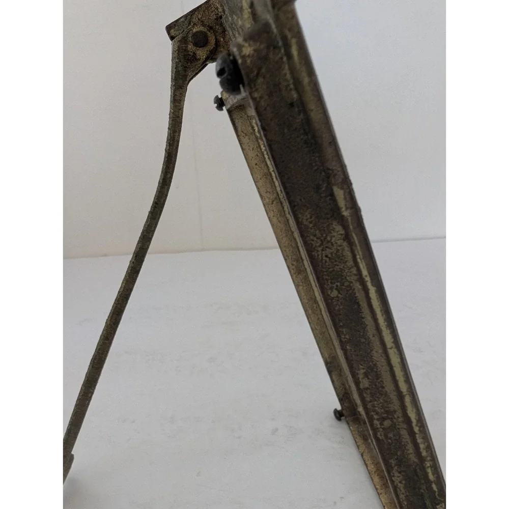 Antique c.1900 Cast Brass Architectural 4x6 Frame #731 Original Easel No Glass